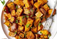 Roasted sweet potatoes poached eggs bell pepper salsa recipe