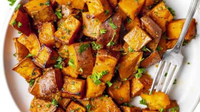 Roasted sweet potatoes poached eggs bell pepper salsa recipe