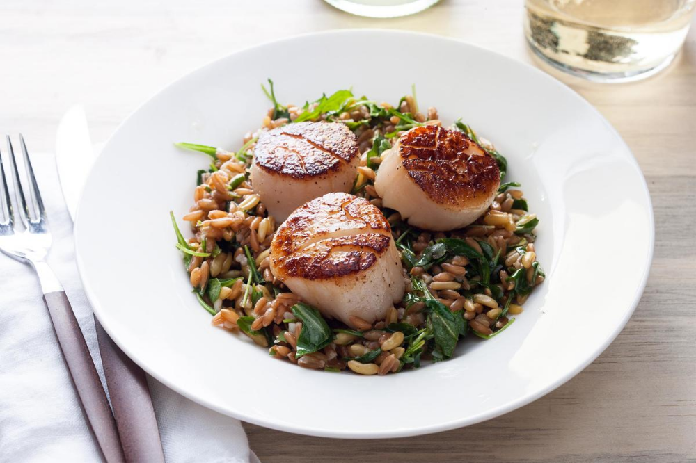Lemony farro vegetable salad