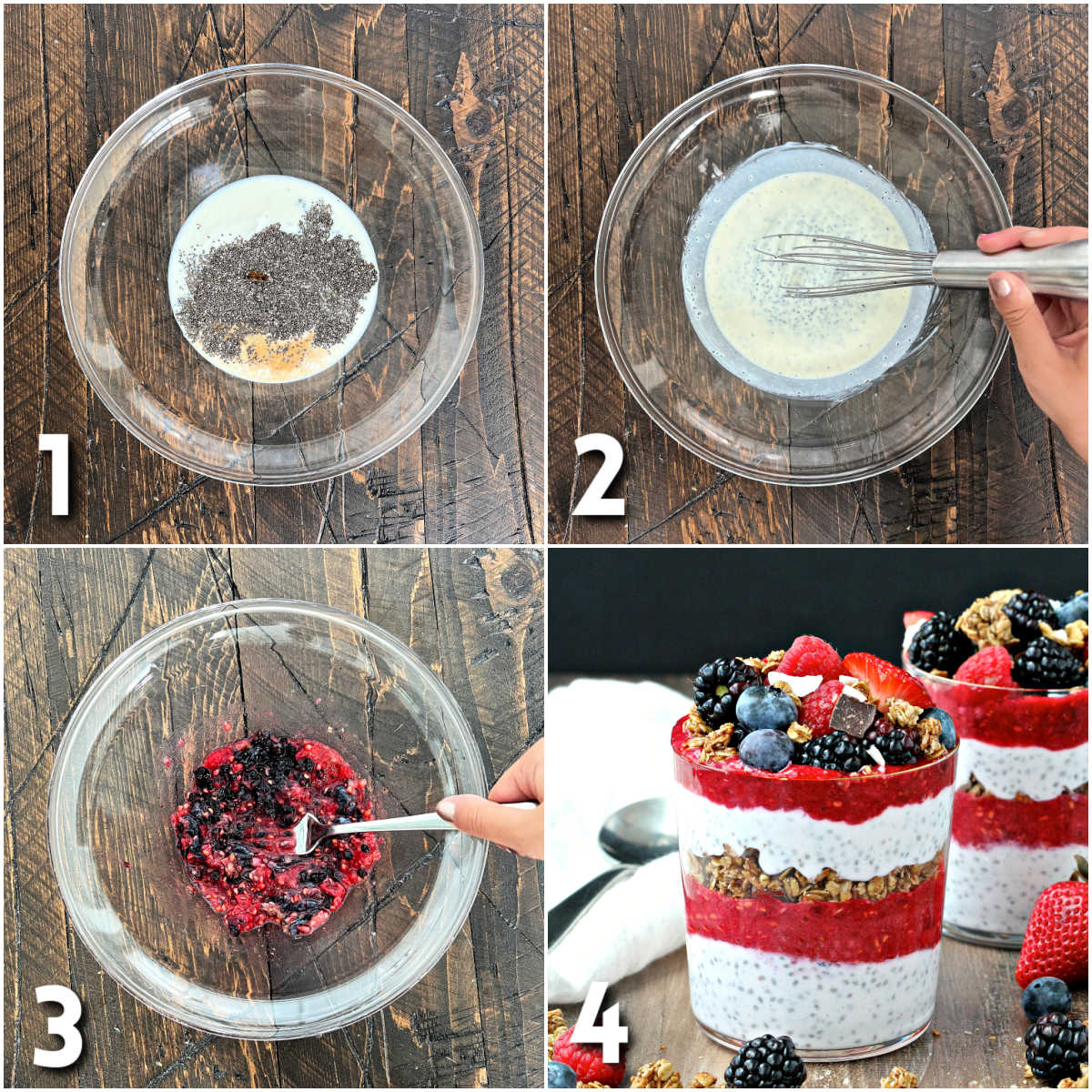 Make ahead chia pudding yogurt and berry parfaits