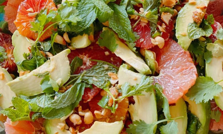 3 citrus salad with yogurt seedy nut crumble