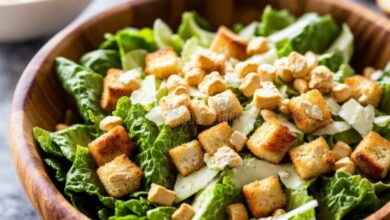 Spicy kale caesar with rye breadcrumbs