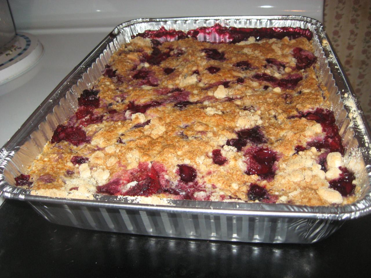 Nutty cherry strawberry crisp