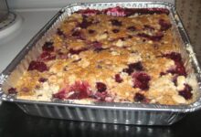 Nutty cherry strawberry crisp