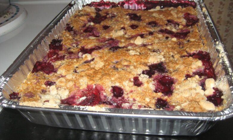 Nutty cherry strawberry crisp