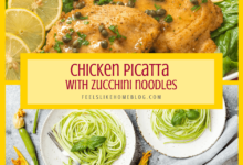 Chicken piccata over zucchini noodles