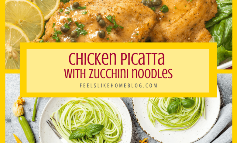 Chicken piccata over zucchini noodles