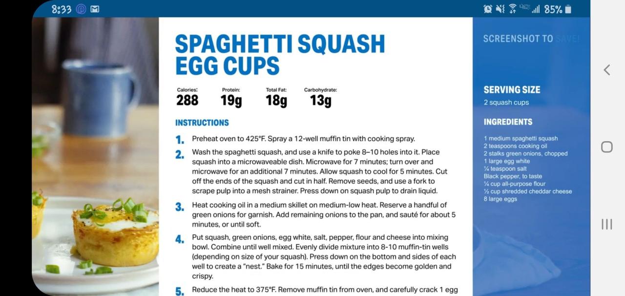 Spaghetti squash egg cups