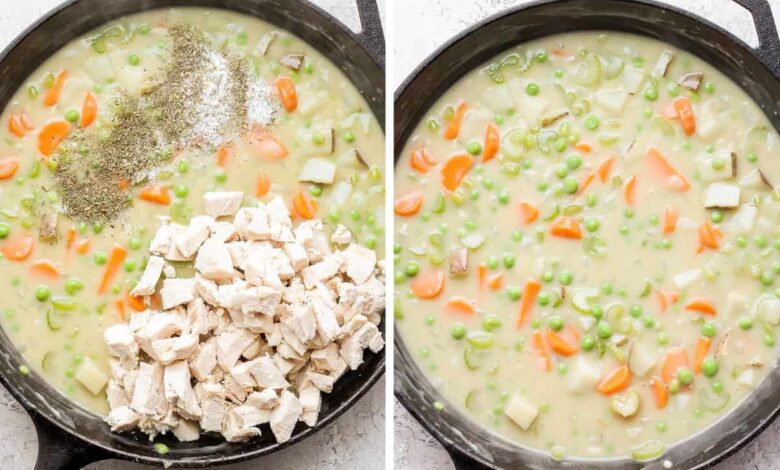 Chicken pie pot crust homemade classic video mixture combined stir until together