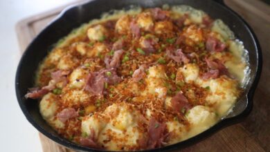 Mac cheese prosciutto bites