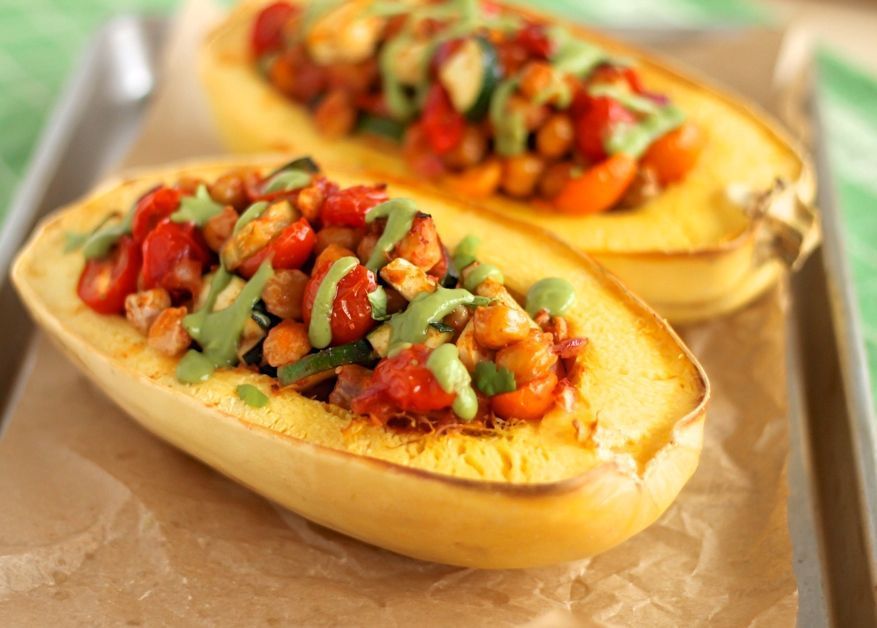 Spaghetti squash chickpea meatballs