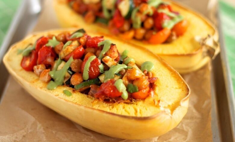 Spaghetti squash chickpea meatballs