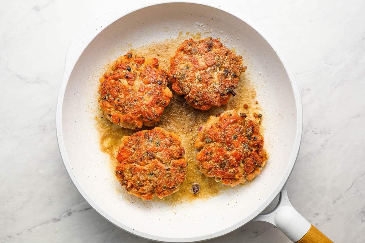 Salmon burgers on cloud buns