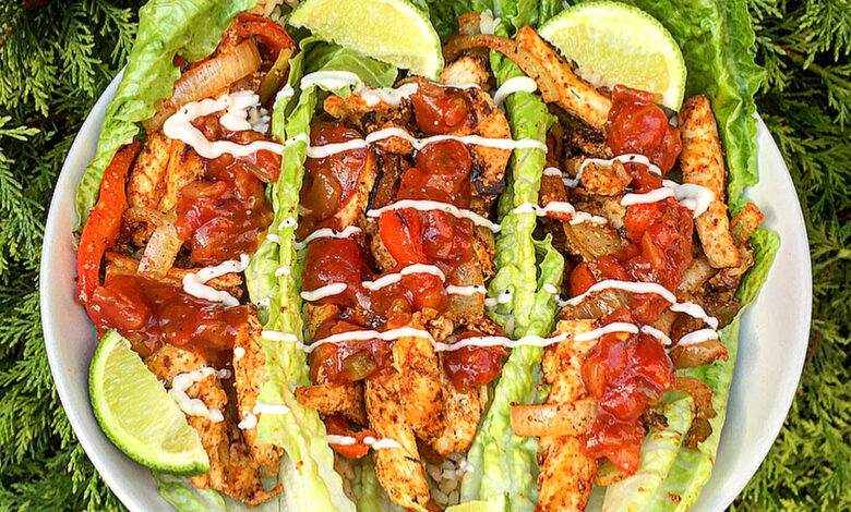 Chicken fajitas lettuce wraps