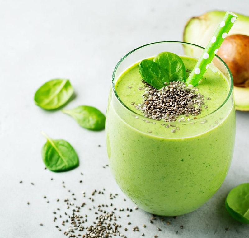Avocado kale and spinach smoothie