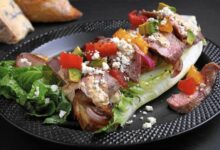 Grilled steak potatoes salad