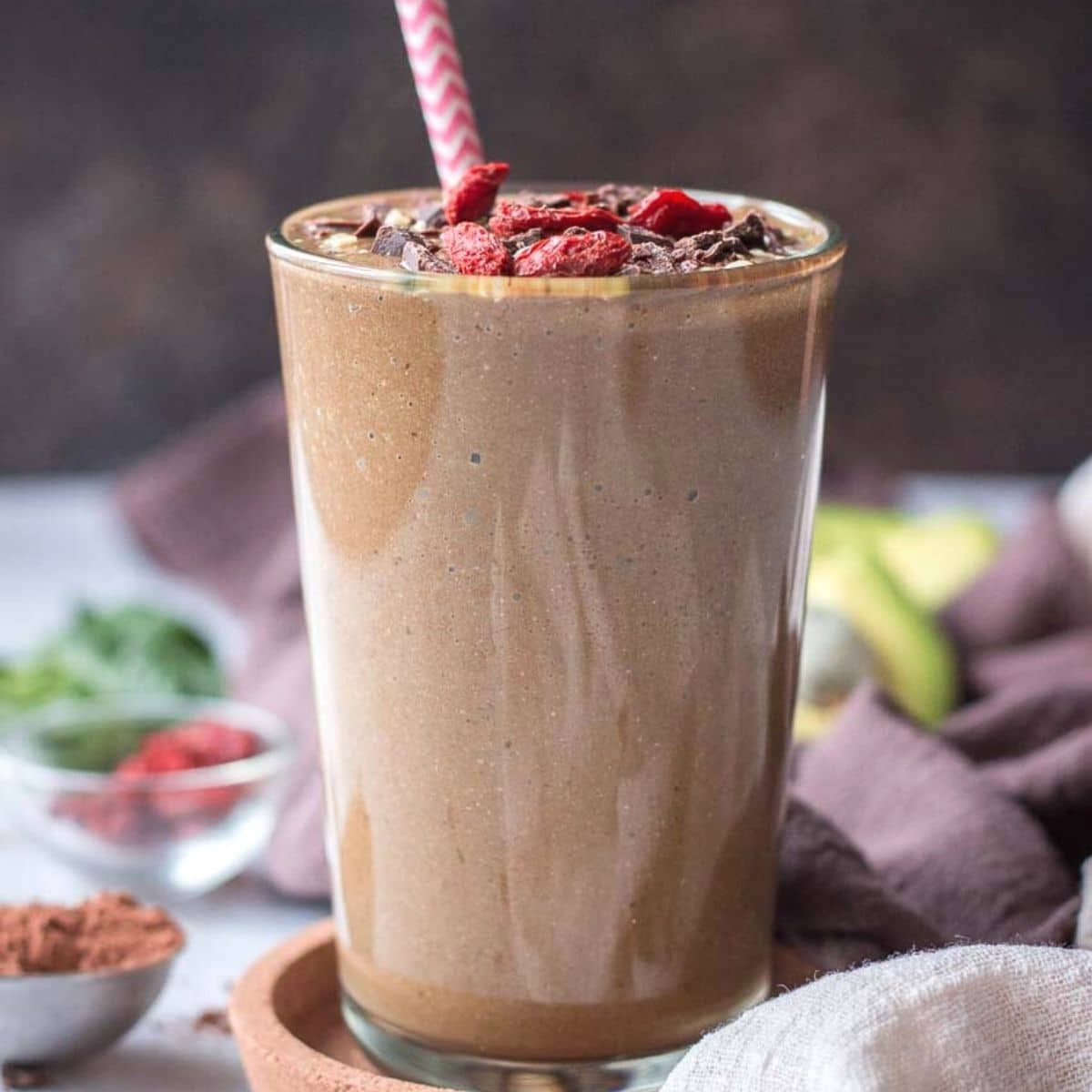 Chocolate avocado and olive oil smoothie
