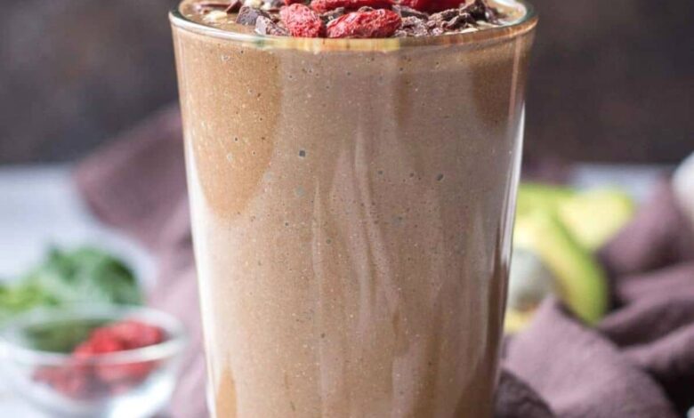 Chocolate avocado and olive oil smoothie