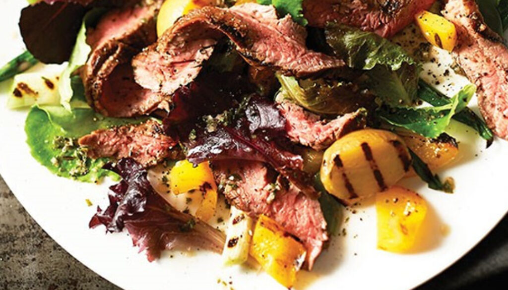 Grilled steak potatoes salad